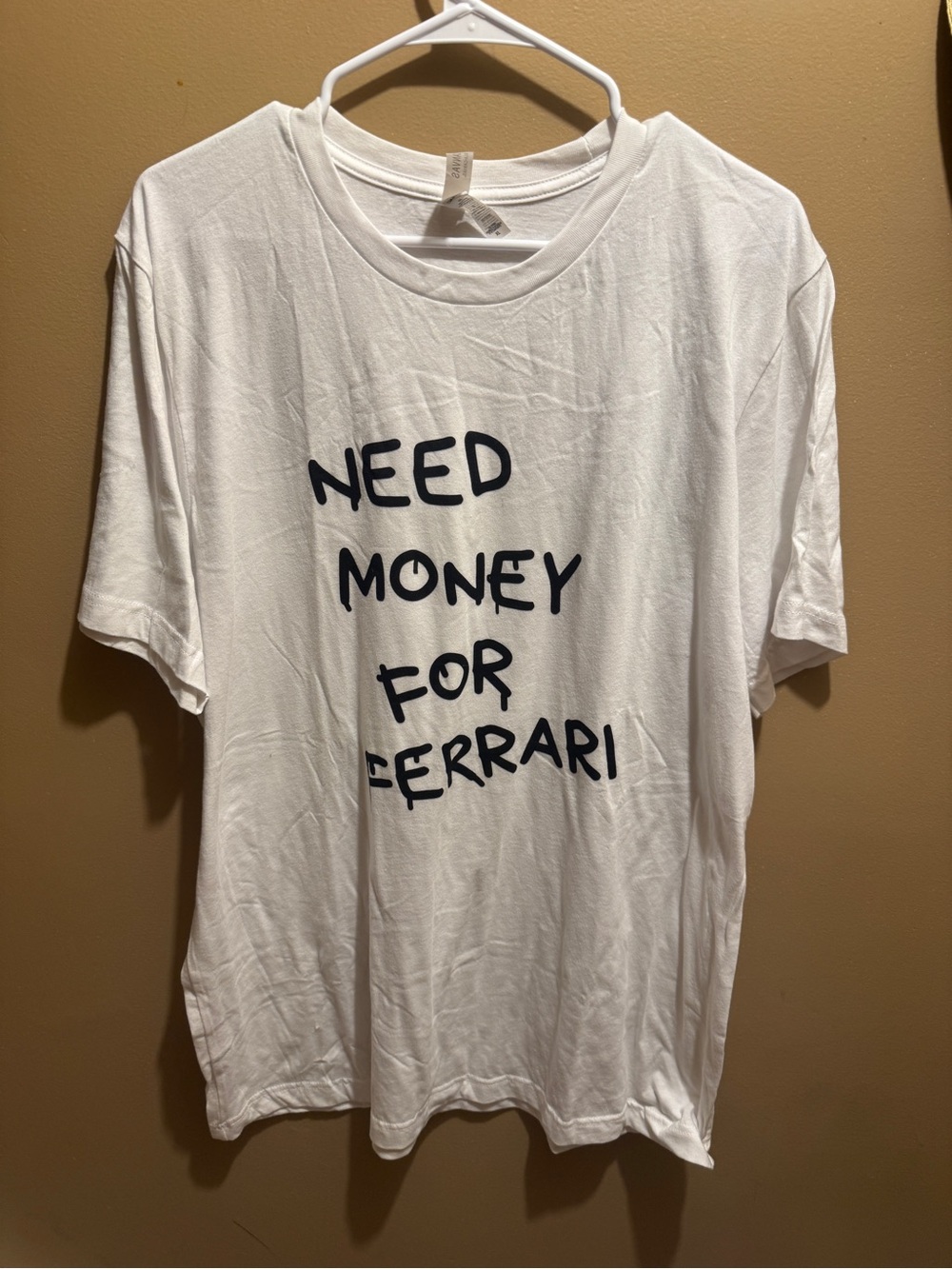 White Graphic Tee "Need Money For Ferrari"